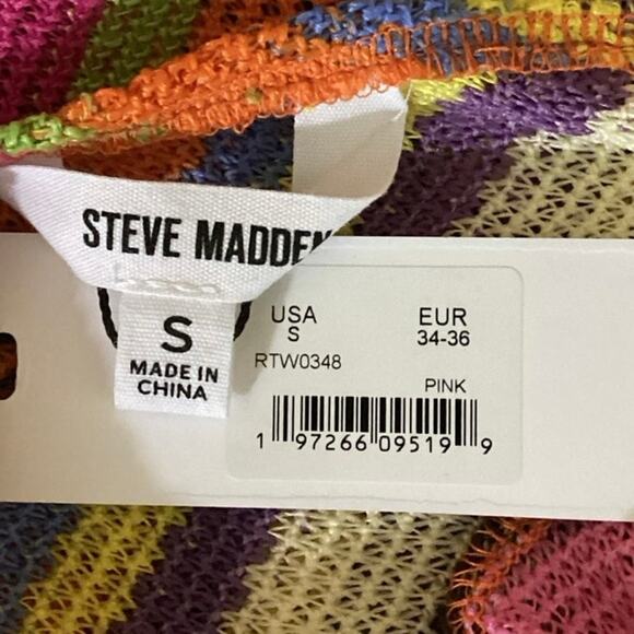 NEW Steve Madden Multicolor Rainbow Striped Sleeveless Halter Maxi Dress Sz S - Picture 7 of 11